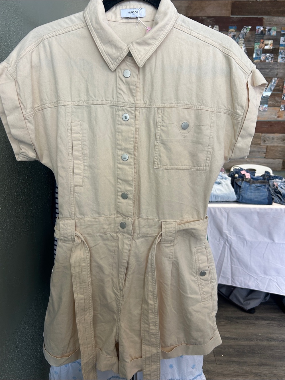 Suncoo Paris Cream Romper 100% Cotton